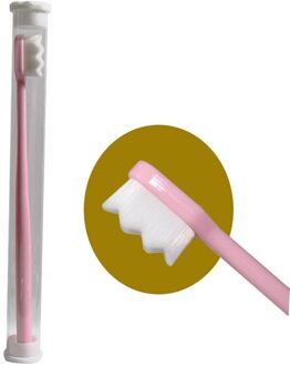 1Pc Ultra-Fijne Tandenborstel Super Zachte Tandenborstel Met Houder Antibacteriële Draagbare Orale Borstel Voor Oral Care Tools 1stk roze Wavy