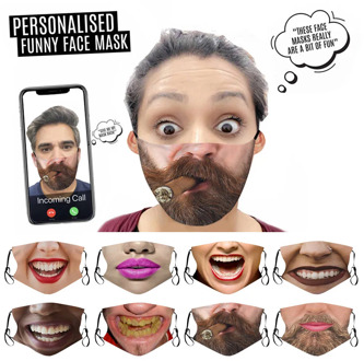 1PC Unisex Adult Face Printed Funny Face Outdoor Breathable Cycling Mask Mouth Caps Washable Mascarilla