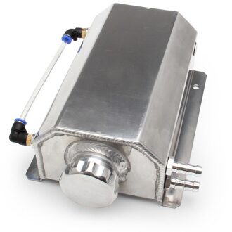 1Pc Universele Aluminium Auto 1L 2L Motorolie Vangst Kan Breather Tank Koelvloeistof Herstel Water Fles Kan Gepolijst Reservoir 2L zilver