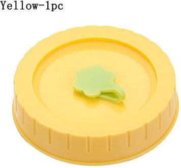 1Pc Universele Mason Pot Deksels Met Stro Gat 70Mm Diameter Opslag Cap Brede Mond Lekvrije Keuken Levert accessoires geel
