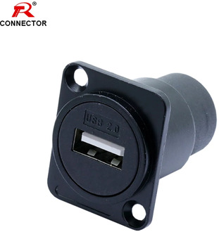1pc USB 2.0 Connector, Panel Mount Chassis Connector, High Quality, Soldering Free