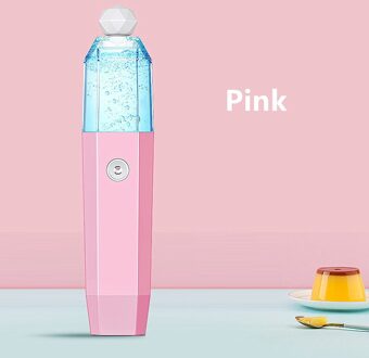 1Pc Usb Oplaadbare Luchtbevochtiger Air Diffuser Handheld Ultrasone Mini Luchtbevochtiger Draagbare Stoom Gezicht Luchtbevochtiger Voor Thuis Auto roze