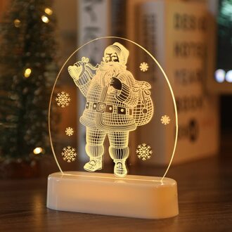 1Pc Usb Power Nachtlampje Led Herten Sneeuwpop 3D Acryl Tafellamp Slaapkamer Decor Lamp Kerst Decoratie 04