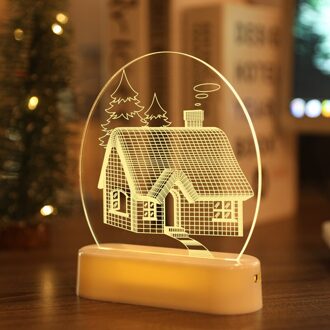 1Pc Usb Power Nachtlampje Led Herten Sneeuwpop 3D Acryl Tafellamp Slaapkamer Decor Lamp Kerst Decoratie 06