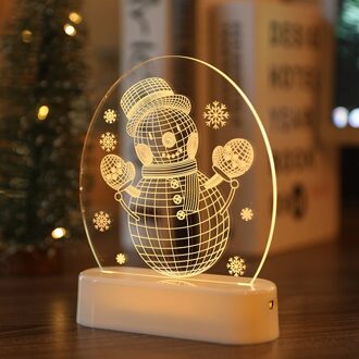 1Pc Usb Power Nachtlampje Led Herten Sneeuwpop 3D Acryl Tafellamp Slaapkamer Decor Lamp Kerst Decoratie 08