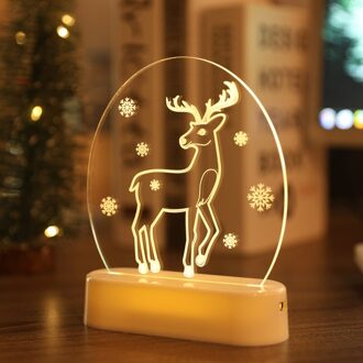 1Pc Usb Power Nachtlampje Led Herten Sneeuwpop 3D Acryl Tafellamp Slaapkamer Decor Lamp Kerst Decoratie 09