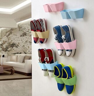 1Pc Ventileren Schoenenrek Plastic Muur Opknoping Type Lijm Schoenenrek Opslag Hanger Organizer Bespaar Ruimte khaki