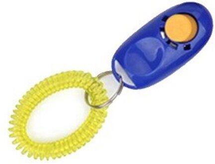 1Pc Verkoop Huisdieren Kat Hond Training Clicker Verstelbare Polsband Kat Hond Plastic Klik Trainer Hulp Om Geluid sleutelhanger Clicker Blauw