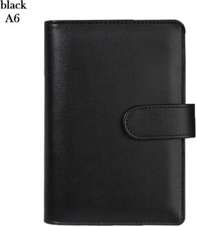 1Pc Vintage Hervulbare Notebook Bestand Map Notepad Cover Pu Leer Ringband Kunstmatige Loose Leaf Binder Kantoorbenodigdheden A6 zwart