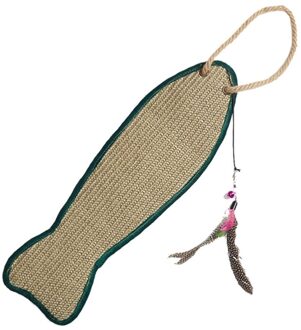 1Pc Vis Vormige Sisal Pad Kat Krabben Mat Beschermende Opknoping Pad Willekeurige Kleur