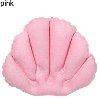 1Pc Waaiervormige Pvc Opblaasbaar Bad Kussen Badstof Kussen Bad Neksteun Kussen Met Zuignappen Badkamer supply roze