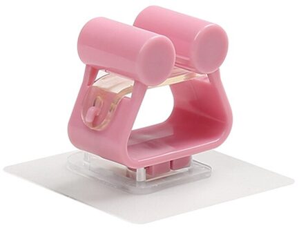 1Pc Wandmontage Mop Rack Haak Badkamer Mop Sticky Hanger Clip Mop Plank Holder Thuis Kitchen Organizer Opslag Houders rekken roze