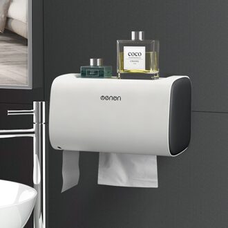1Pc Wandmontage Waterdichte Toiletrolhouder Dubbele Lagen Badkamer Draagbare Toiletrolhouder Badkamer Accessoires zwart