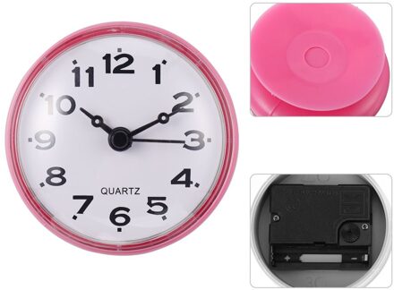 1Pc Waterdicht Anti-Fog Opknoping Klok Stille Wandklok Batterij Aangedreven Klok roze