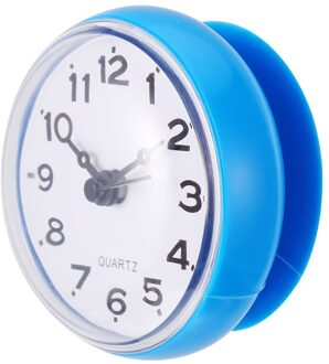 1Pc Waterdichte Wandklok Badkamer Mute Wandklok Zuignap Opknoping Klok blauw