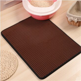 1PC Waterpoof Kattenbakvulling Mat Eva Dubbele Lagen Kattenbakvulling Trapper Matten Makkelijk Schoon Antislip Verzamelen Zand Voor Beschermen floor Bruin