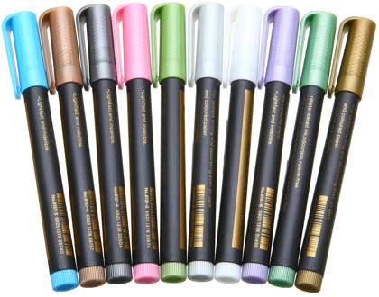 1PC Waterproof Marker Pen Metallic Paint Marker Pens Metallic Sheen Glitter Calligraphy Arts DIY Painting Writing Supplies