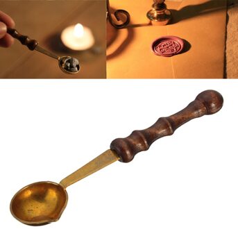 1Pc Wax Stempel Zegellak Lepel Vintage Houten Handvat Zegellak Lepel Anti Wax Lepel Diy Envelop craft Wax Lepel Gereedschap