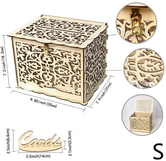 1Pc Wedding Card Dozen Houten Doos Bruiloft Benodigdheden Diy Paar Bloem Patroon Grid Visitekaartje Houten Box S/L