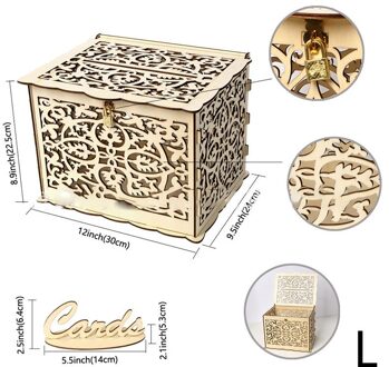 1Pc Wedding Card Dozen Houten Doos Bruiloft Benodigdheden Diy Paar Bloem Patroon Grid Visitekaartje Houten Box S/L