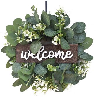 1Pc Welkom Krans Decor Deur Opknoping Garland Ornament Simulatie Leaf Krans Kunstmatige Plant Decor Voor Home Party