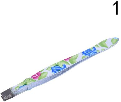 1Pc Wenkbrauw Pincet Bloem Gedrukt Rvs Wenkbrauw Pincet Make-Up Tool