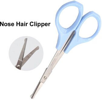 1Pc Wenkbrauw Schaar Scheermes Trimmer Bladen Rvs Wimper Rechte Elleboog Trimmer Scheerapparaat Schaar Neus Tondeuse Blauw