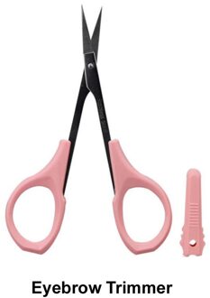 1Pc Wenkbrauw Schaar Scheermes Trimmer Bladen Rvs Wimper Rechte Elleboog Trimmer Scheerapparaat Schaar Neus Tondeuse Roze