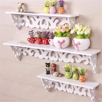 1pc White Wall Hanging Shelf Goods Convenient Rack Storage Holder Home Bedroom Decoration Ledge Home Decor S