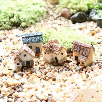 1Pc Willekeurige Kleur Mini Kleine Huis Huisjes Diy Speelgoed Ambachten Figuur Mos Terrarium Fairy Tuin Ornament Landschap Decor Dollhouse