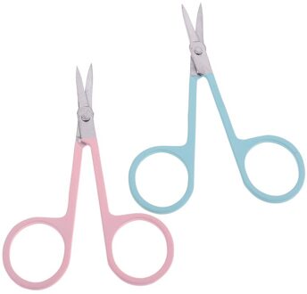 1Pc Willekeurige Kleur Rvs Wenkbrauw Wimpers Neus Haar Trim Schaar Scherpe Ponit Curve Tip Wenkbrauw Schaar Make-Up Schaar