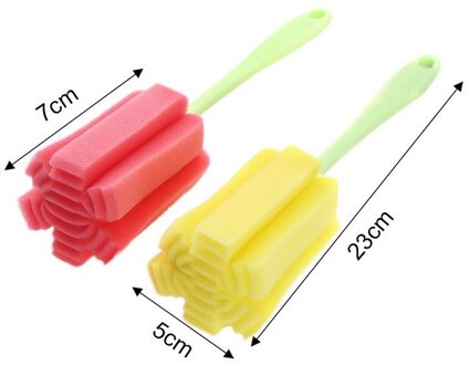 1Pc Willekeurige Kleur Spons Borstel Voor Wijnglas Fles Coffe Thee Glas Cups Keuken Schoonmaken Tool 23X5Cm plastic En Spons