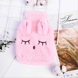 1Pc Winter Warm Warmte Herbruikbare Handwarmer Leuke Pvc Stress Pijnbestrijding Therapie Water Fles Zak Met Gebreide soft Cozy Cover THMO660-roze