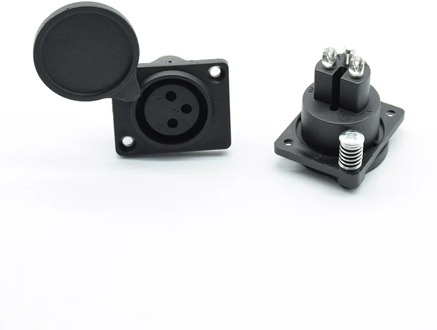 1Pc XLR 3 Pin Waterproof Female Chassis Panel Mounted Socket Adapter Soldering for Power MIC Connector Black