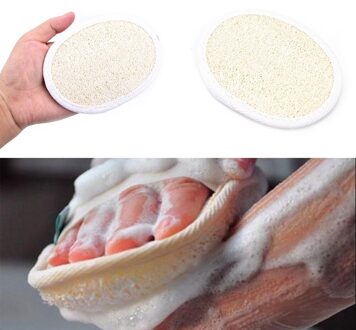 1Pc Zachte Exfoliërende Loofah Natuurlijke Spons Band Handvat Douche Massage Borstel Huid Lichaam Baden Wassen Accessoires