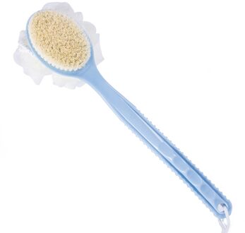 1Pc Zachte Haren Massage Borstel Lange Steel Body Reiniging Douche Gereedschap Bad Lelie Dode Huid Body Massage Borstel Bad borstel Blauw