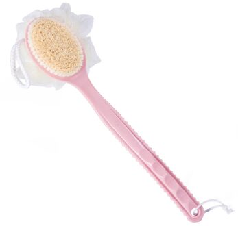 1Pc Zachte Haren Massage Borstel Lange Steel Body Reiniging Douche Gereedschap Bad Lelie Dode Huid Body Massage Borstel Bad borstel roze