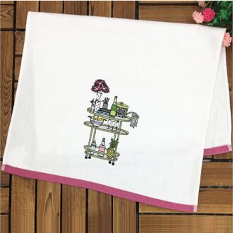 1Pc Zachte Katoenen Theedoek Eco Gedrukt Leuke Thee Servet Keuken Schoonmaakdoekje 45X70Cm 42x65cm ontwerp 6