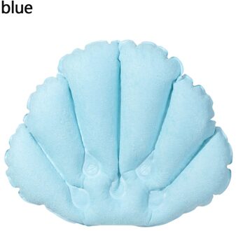 1Pc Zachte Opblaasbare Bad Kussen Met Zuignap Spa Neksteun Kussen Bad Kussen Badstof Waaiervormige kussen Levert blauw