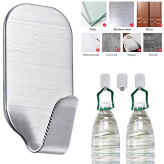 1pc Zelfklevende Muur Deur Sticky Haak Roestvrij Staal Thuis Hotel Keuken Badkamermeubel Kleerhanger Organizer Houder