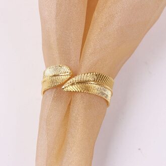 1Pc Zilver Goud Bladeren Servet Gesp Westerse Restaurant Servet Ring Voor Wedding Party Kerst Tafel Decoratie A goud