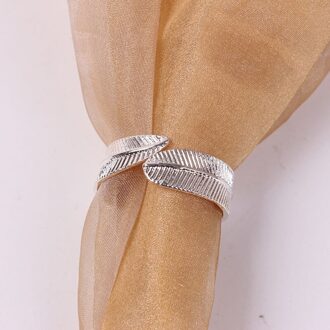 1Pc Zilver Goud Bladeren Servet Gesp Westerse Restaurant Servet Ring Voor Wedding Party Kerst Tafel Decoratie A zilver
