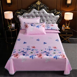 1Pc Zomer Mat + 2 Stuks Kussensloop 2 * Plant Bloem Polyester Ijs Zijde Mat Driedelige Set (160X230Cm)