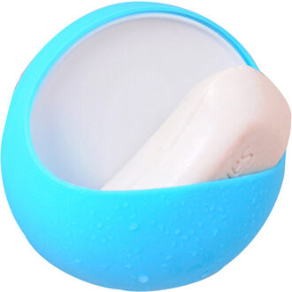 1PC Zuig Muur Plastic Zuignap Zeep Tandenborstel Doos Schotel Houder Badkamer Douche Accessoire Plank L * 5 Blauw