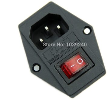 1Pc Zwart Rood Ac 250V 10A 3 Terminal Stopcontact Met Zekering Houder