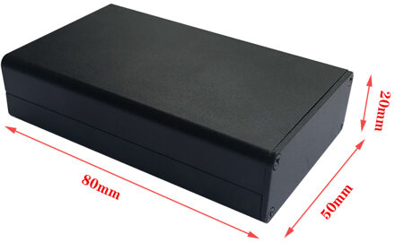1pc Zwarte Geëxtrudeerd Aluminium Behuizing PCB Instrument Doos DIY Elektronische Project Case 80x50x20mm