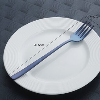 1Pc Zwarte Goud Roestvrij Staal Servies Bestek Set Diner Vork Blauw