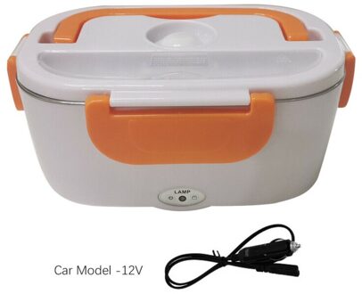 1PC12V Draagbare Verwarming En Warmte Behoud Lunchbox Rvs Lunchbox Mode Low Power Circulerende Verwarming Reizen oranje
