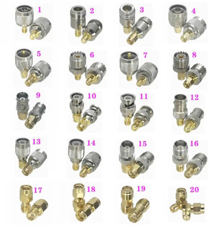 1pce Adapter Connector SMA to BNC / N / UHF SO239 PL259 / TNC / SMA RF Coaxial Kits Cover Test Coverter Right angle