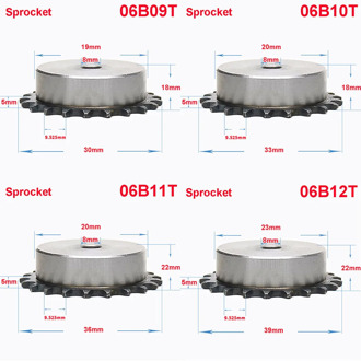 1Pcs 06B 9 Teeth To 24 Teeth Sprocket Wheel Chain Gear Industrial A3 Steel Suitable For 06B Roller Chain
